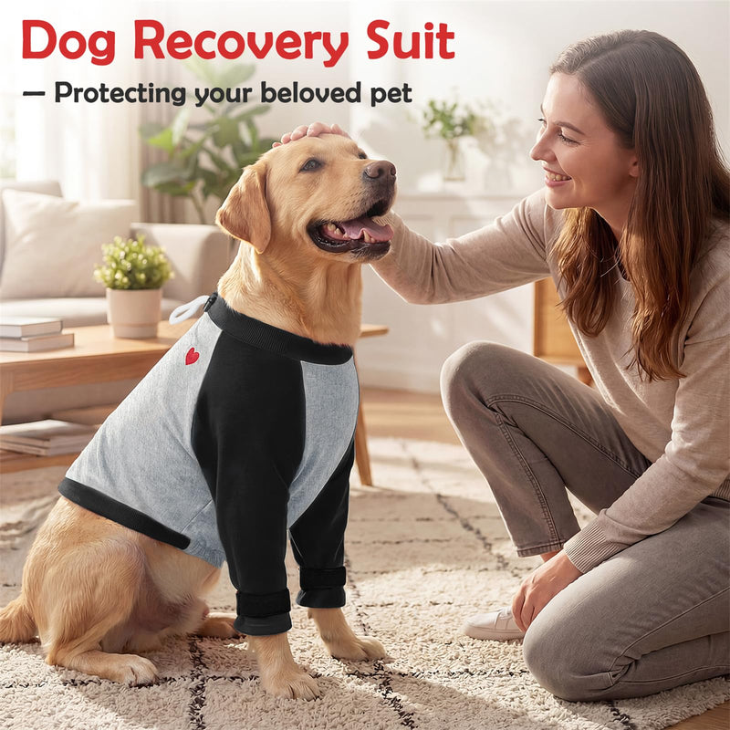 SlowTon Dog Recovery Suit - Padded Elbow Protector, Dog Leg Sleeve to Stop Licking & Protect Wounds After Surgery, Breathable Pet Long Sleeve Shirt Front Leg Protection Cone Alternative (Black,3XL) 3X-Large Black