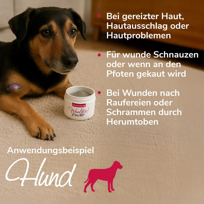 Wound Powder 45 g for Dogs, Cats & Horses - Dries Exuding Wounds Quickly, Soothing Skin for Injuries & Rash - Ideal for Open Areas