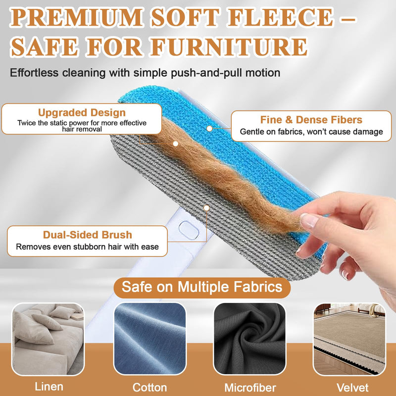 Pet Hair Remover for Furniture, Reusable Lint Roller for Dog and Cat Hair - 20.5 Inch Multifunctional Fur Removal Tool, with Long Handle Squeegee, Gentle on Couches, Carpets, Clothes, Bedding - PawsPlanet Australia