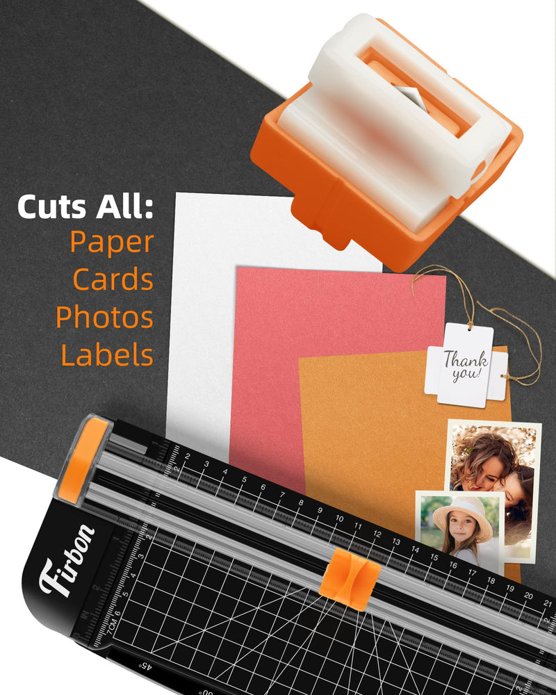 Firbon 2Pcs Refill Blades for A4 A5 Paper Cutter, Spring-Loaded Safeguard Design Replacement Blade for Paper Trimmers (Orange) Orange