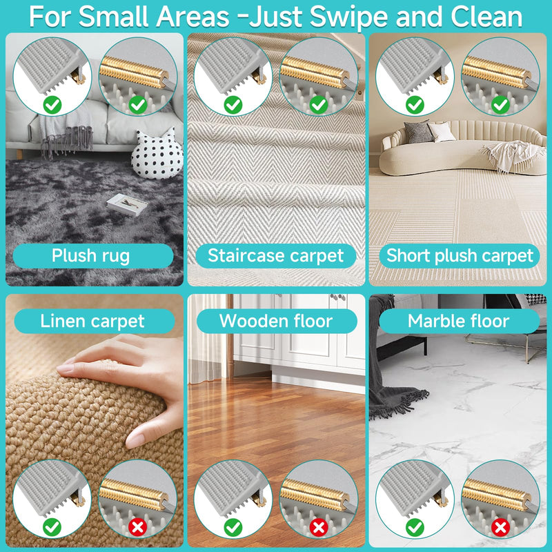 Carpet Rake for Pet Hair Removal Tool, Reusable Pet Hair Remover Broom, Dog&Cat Hair Remover Scraper Rake with 54” Adjustable Long Handle, 3 Pcs Carpet Brush Rake for Rugs, Mats, Couch, Furniture 54in-3 pcs-Rake - PawsPlanet Australia