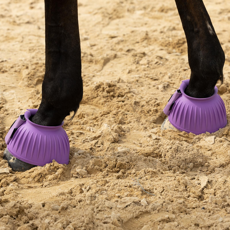 Harrison Howard Rubber Bell Boots Leather Touch-Close Overreach Boots Hoof Protection for Horses Sold in Pairs Violet L - PawsPlanet Australia