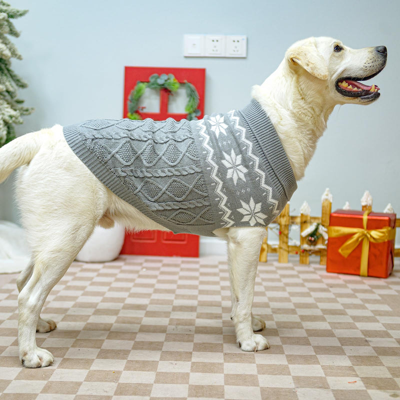 Warm Winter Dog Sweater - Cold Weather Pet Clothes for Small Medium Large Dogs Indoor Outdoor, Soft Classic Knit Puppy Apparel, Grey, M - PawsPlanet Australia