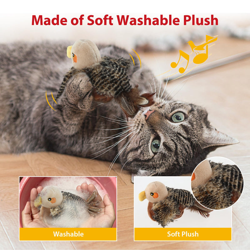 Gigwi Interactive Cat Toys for Indoor Cats, Rechargeable Motion Activated Cat Toy, Automatic Flapping and Chirping Cat Toy with Catnip, Beating Wings Hanging Cat Toy Moving Moving bird