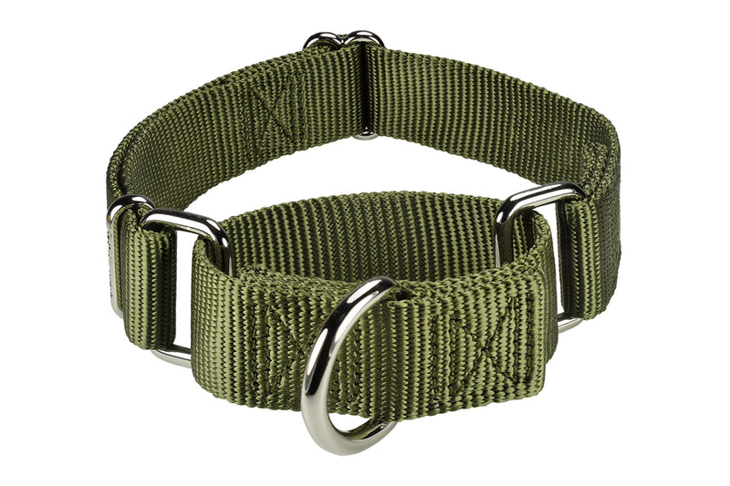 Mikivery Martingale Dog Collar Nylon Adjustable and Safety Training Colourful Comfortable Metal Buckle Pet Collars for Small Medium and Large Dogs(Military Green,M) Military Green M：14"-21" - PawsPlanet Australia