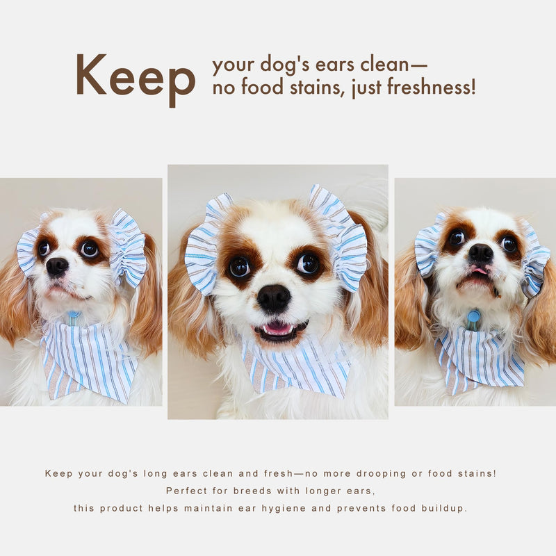 Soft Cotton Dog Headband for Cocker Spaniel, Cavalier, Springer - Adjustable Bow Pet Hair Accessory (Dog Bow White Stripes) - PawsPlanet Australia