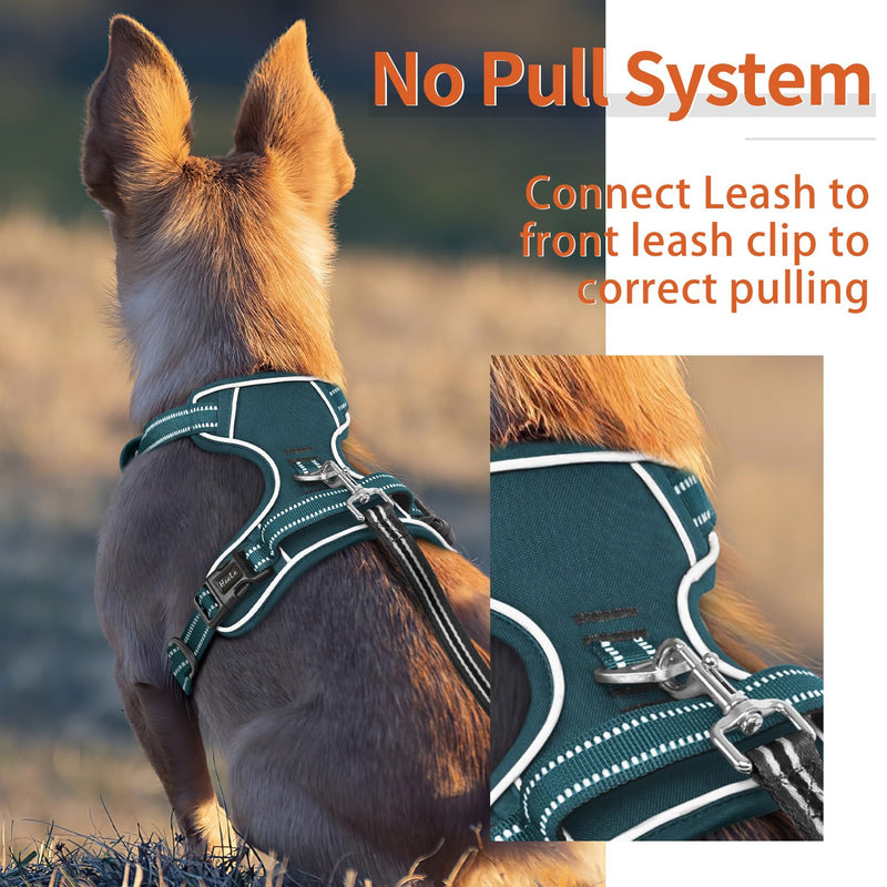 HEELE Dog Harness for Medium Dogs No Pull Dog Vest Harness with Soft Padded Handle Reflective for Outdoor Training, Blackish Green, M - PawsPlanet Australia