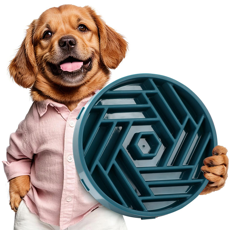 WHIPPY Slow Feeder Dog Bowls Medium Large Breed 3 Cups Slow Eating Dog Bowl Puzzle Bowl to Slow Down Eating Maze Dog Food Bowl for Fast Eater,Navy Blue navy blue