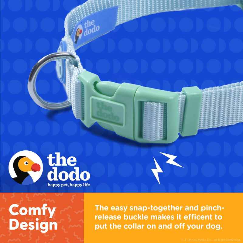 The Dodo All Nylon Blue and Green Collar and Leash Set - Small; Matching Cute Leash and Collar Set, Waterproof Dog Leash and Collar Set, Perfect for Beach Day or Trips to The Lake