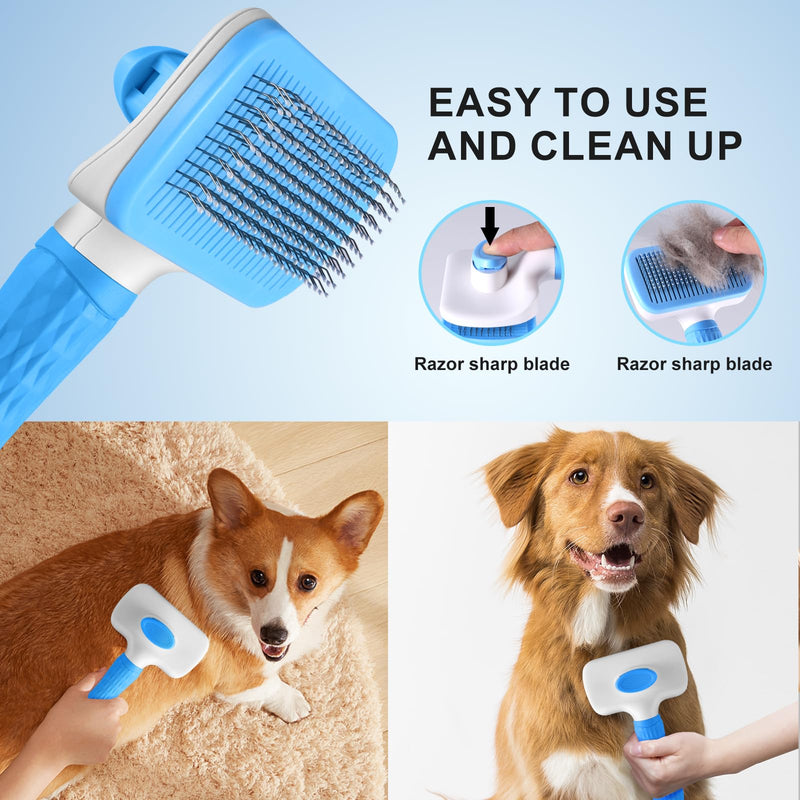 Odoland Dog Grooming Scissors Set Include Dog Slicker Brush, Pet Nail Clippers, Safety Round Tip Pet Grooming Shears for Kit Small Dogs Large Dog and Cats - PawsPlanet Australia