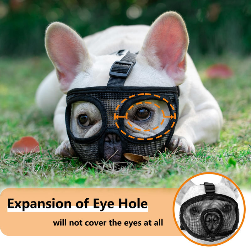 Ohcozzy Short Snout Dog Muzzle, Soft Mesh French Bulldog Muzzle with Enlarged Eye Hole to Prevent Eating Biting Licking(M,Black) M Black - PawsPlanet Australia