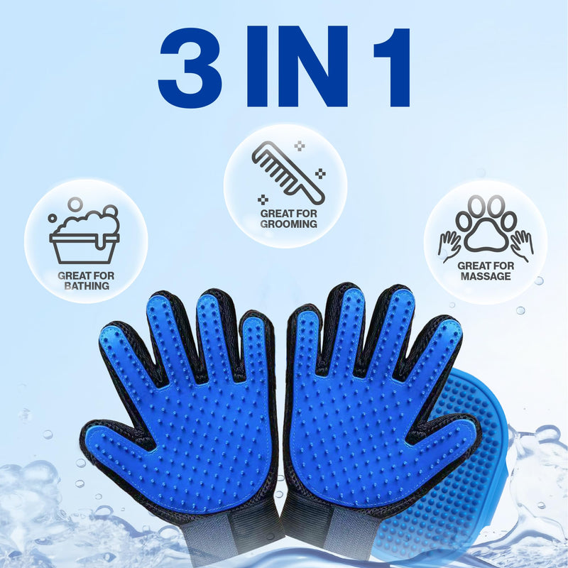 Pet Grooming Set with Dog Washing Gloves for Bathing, Dog Bath Brush and Silicone Dog Toothbrush, Pet Grooming Gloves for Dogs, Cats and Horses with 185 Silicone Tips (PG Set 1) - PawsPlanet Australia
