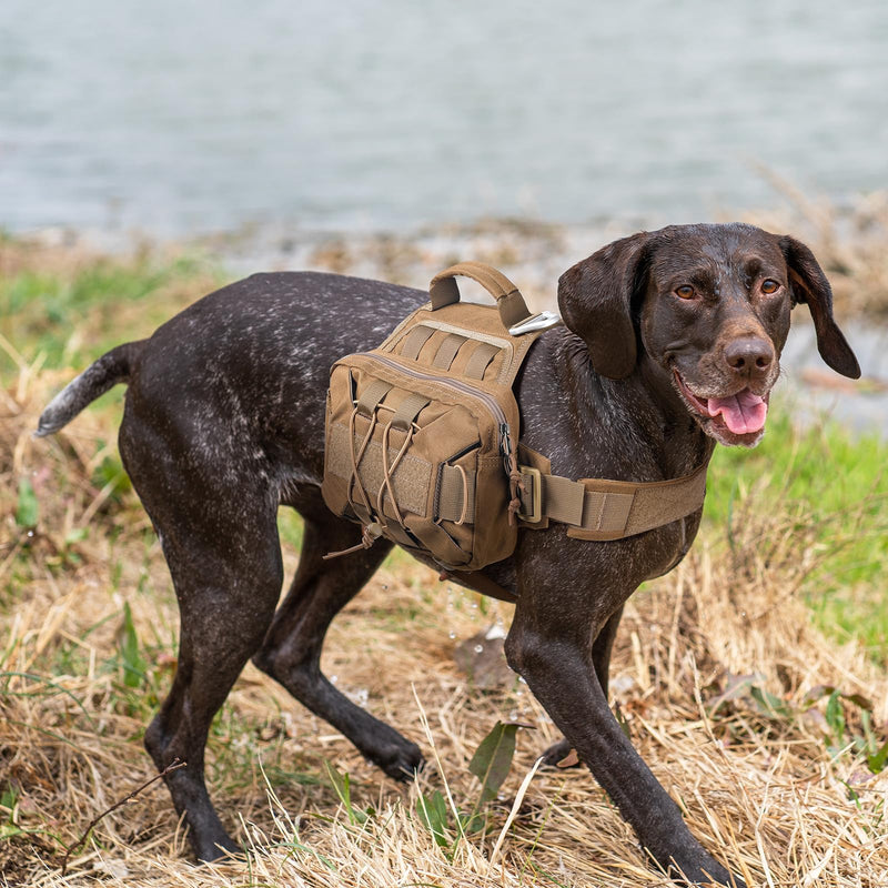 EXCELLENT ELITE SPANKER Dog Pack Hound Dog Saddle Bag Backpack for Travel Camping Hiking Medium & Large Dog with 2 Capacious Side Pockets(RGN-L) 11.00" x 1.50" x 7.00" Ranger Green - PawsPlanet Australia