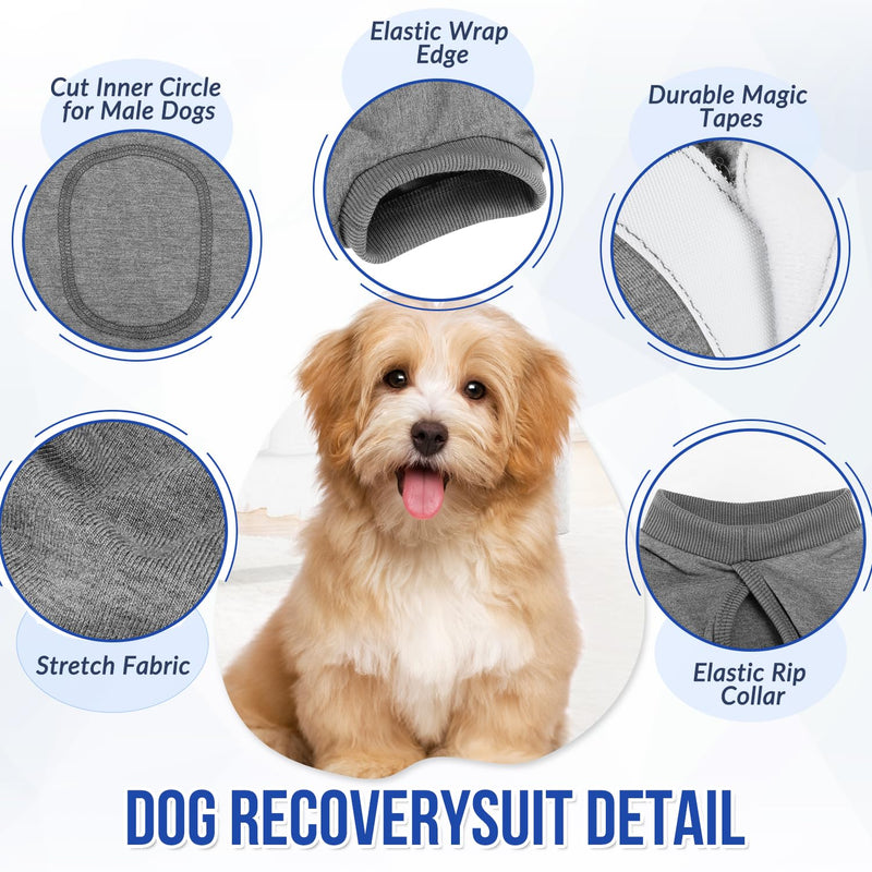 Lukovee Recovery Suit for Dogs, Onesie Surgery Recovery Suit for Female Male Dogs, Abdominal Wounds Cone E-Collar Alternative Prevent Licking Spay Recovery Suit (Grey,XX-Large) XX-Large A- Gray