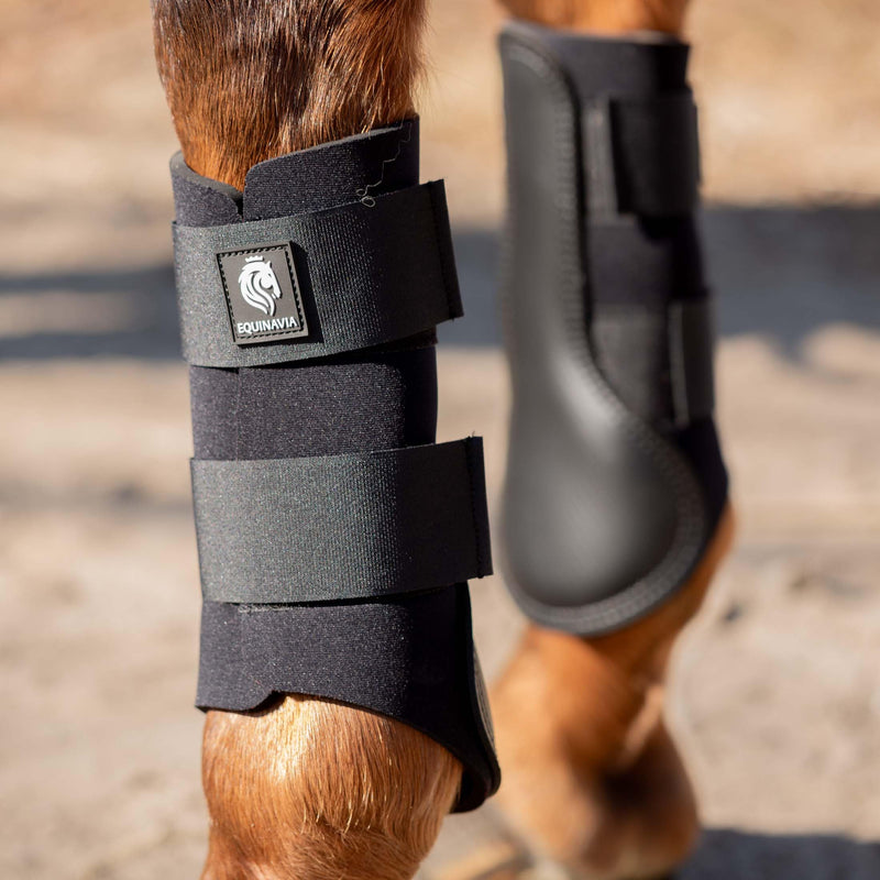 Equinavia Balder Brushing Boots for Horses – Full-Coverage Neoprene Leg Protection – Durable Strike Pad – Easy Care – Sizes S to XL - Black - M