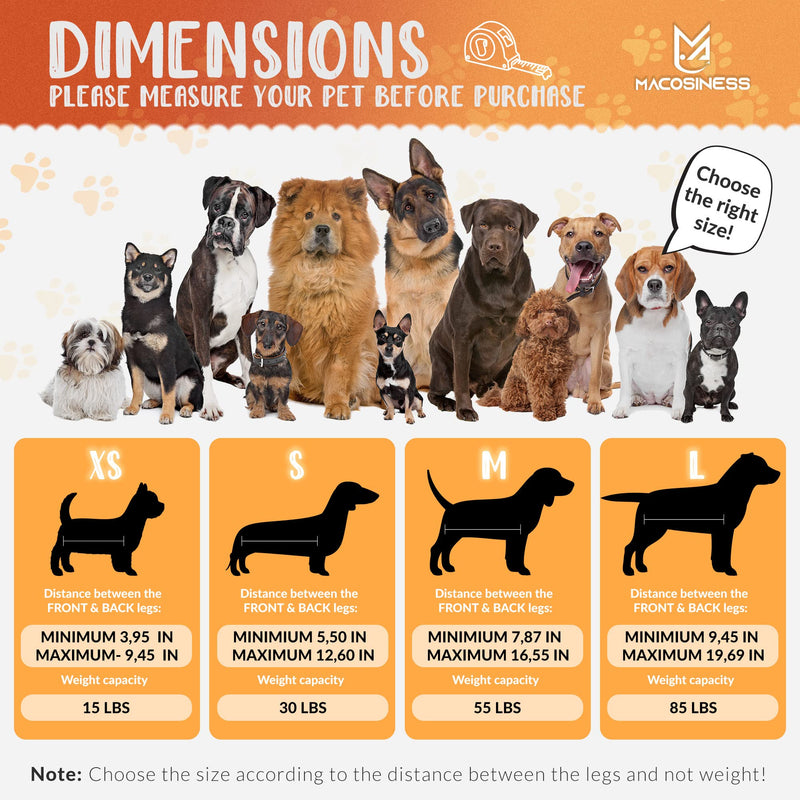 2025 16-in-1 - Dog Grooming Hammock - Dog Hanging Harness for Nail Trimming - Pet Grooming Hammock - Dog Sling for Nail Trimming - Dog Nail Trimming Hammock - Dog Holder for Nail Trimming PREMIUM SET - Orange with black paws XS - PawsPlanet Australia