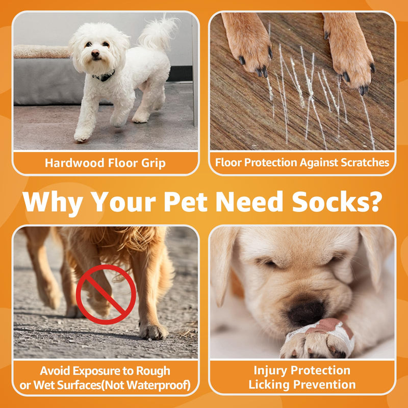 Non Slip Dog Socks to Prevent Licking Paws - Strong Traction for Hardwood Floors, Senior Dogs, Paw Protector, Prevent Scratching, Double Sides Anti Slip Dog Socks - Size Large Black Size Large(Pack of 4) - PawsPlanet Australia