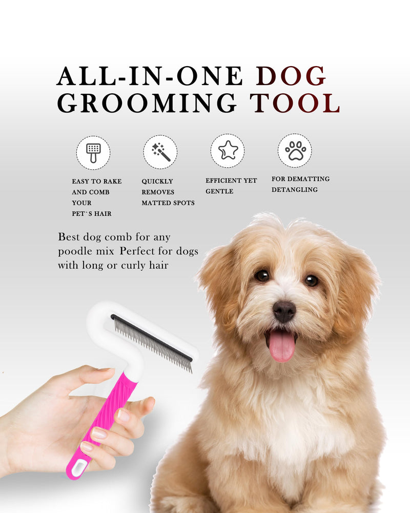 TailGurus Pet Flea Comb, Steel Teeth for Dogs & Cats, Professional Grooming Tool with Anti-Slip Handle, Pink - PawsPlanet Australia