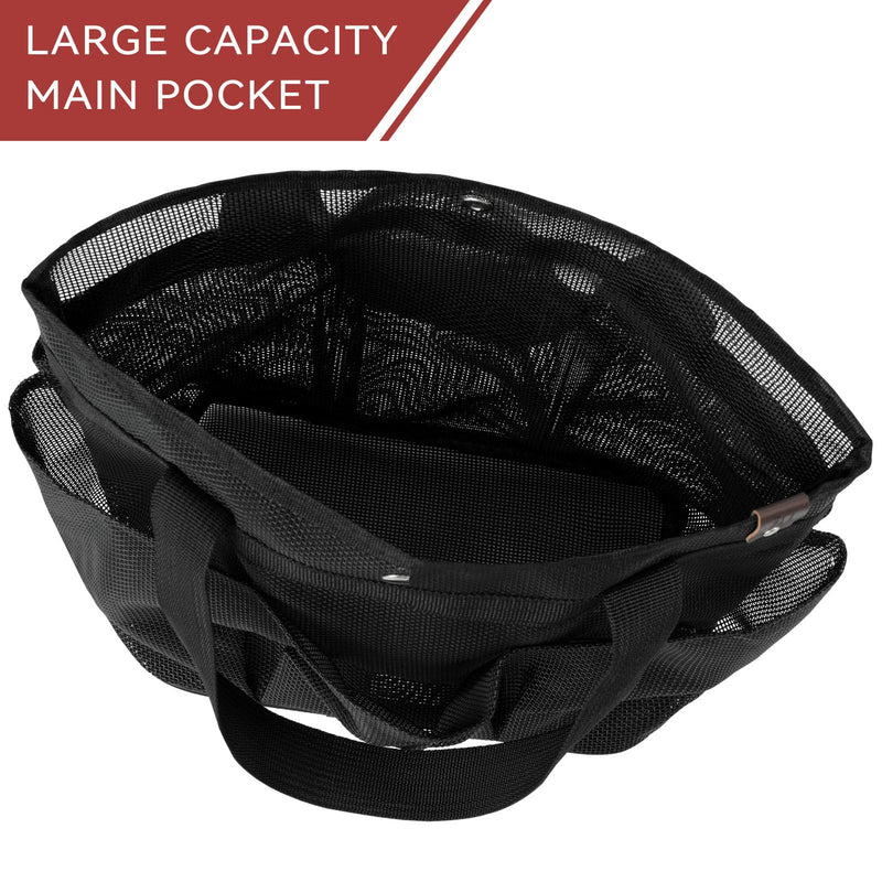 Mesh Horse Grooming Tote Bag Breathable Waterproof, 6 Pockets Horse Grooming Kit Tool Bags, Horse Cleaning Caddy Box for Cleaning Supplies, Pet Grooming Organizer for Horse Dog Goats, Black - PawsPlanet Australia