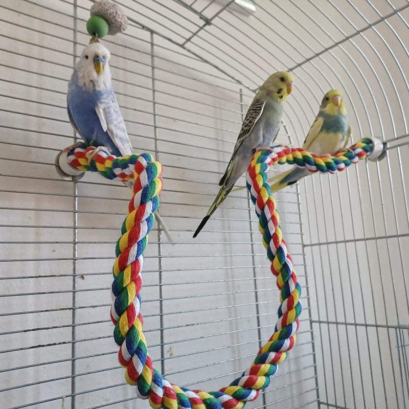 Bird Rope Perches for Parrots, Cockatiels, Parakeets, Budgie Cages Comfy Birds Colorful Rope Toy (31.5inch Metal nut) 31.5inch metal nut - PawsPlanet Australia