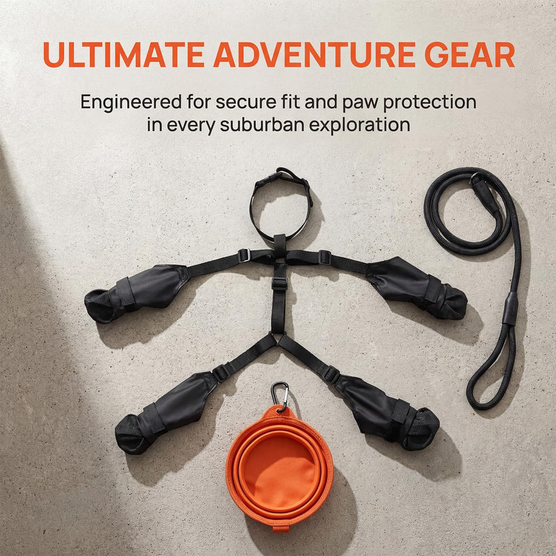 Waterproof, Anti-Slip Dog Boots for Small/Medium Dogs. Protects Paws on hot Pavement, Snow, and Outdoor Walks. Secure Harness Design. Ideal for All Seasons (S) S - PawsPlanet Australia