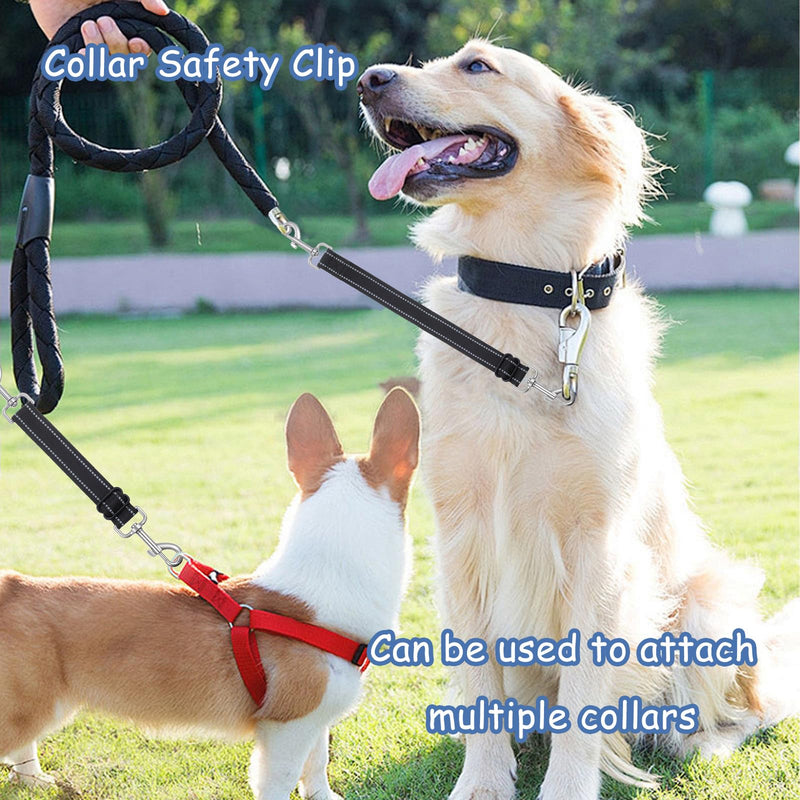 2 Pcs Dog Collar Safety Clip, Dog Backup Safety Strap Harness Connector, Dogs Leash Safetys Clips,Adjustable Prong Backup Clips, Adjustable Reflective Nylon Collar for Dogs Harness - PawsPlanet Australia
