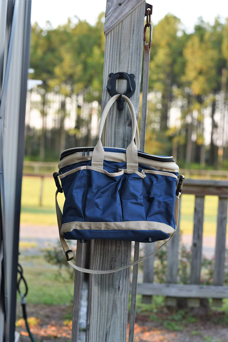 Huntley Equestrian Deluxe Grooming Bag Perfectly Designed Easy Access Multi Pocket Zipper Top Closure Double Handles Shoulder Strap Exterior Pockets One Size Navy Blue