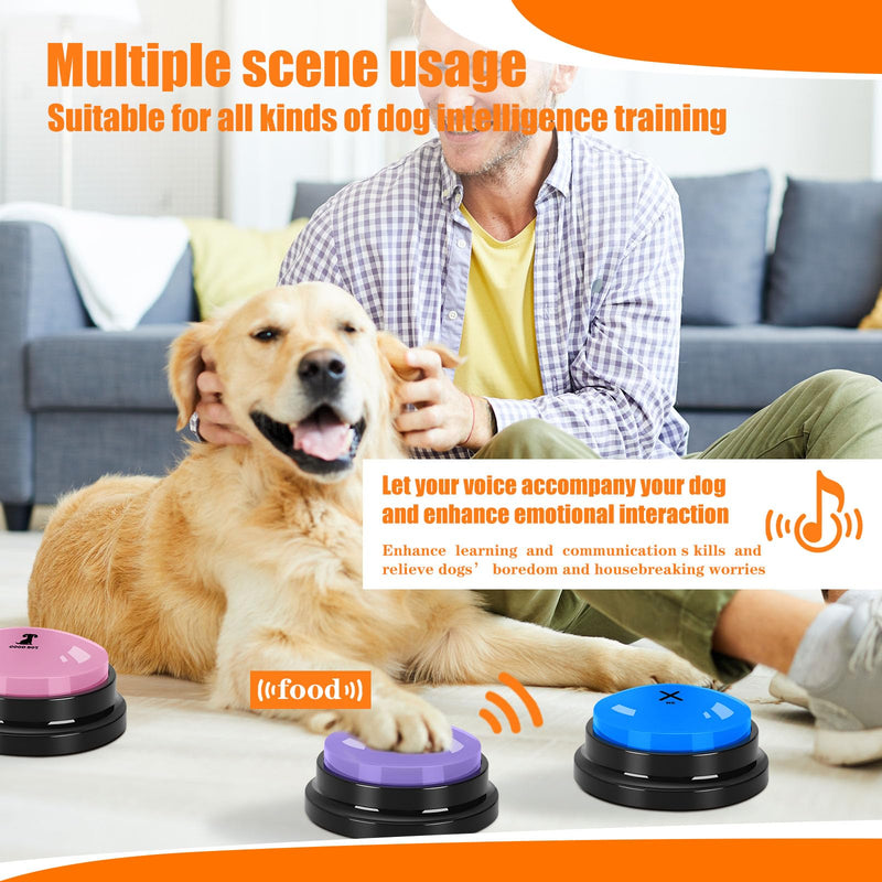 Dog Buttons for Communication, 6 Pcs Dog Talking Button Set, 30s Voice Recording Speaking Button Pet Speech Training Buzzers with 30 Scene Stickers and Waterproof Anti-Slip Mat for Animal Training 2 Mats-6 Pack - PawsPlanet Australia