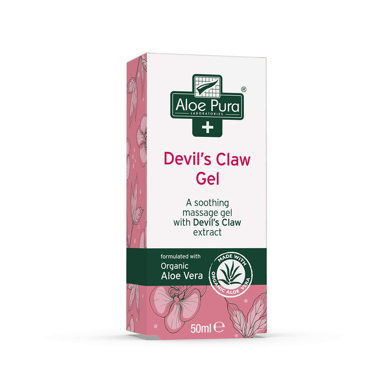 Aloe Pura Devil's Claw Gel with Organic Aloe Vera, Natural, Vegan, Cruelty Free, Paraben & SLS Free, Soothing, 50ml - PawsPlanet Australia