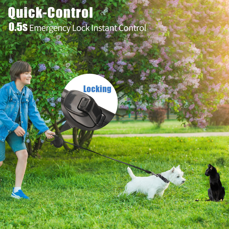 26 ft Retractable Dog Leash - Heavy Duty Retractable Pet Leash with Anti-Slip Grip for Medium to Large Dogs up to 110 lbs (Black) Black - PawsPlanet Australia
