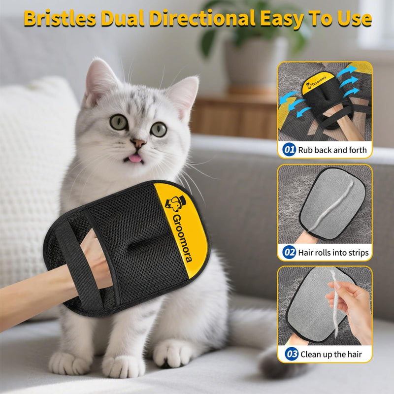 Electrostatic Pet Hair Removal Glove - Reusable for Dogs Cats, Couch Furniture Carpet Car Seat, Washable Grooming Mitt Lint Remover Tool - PawsPlanet Australia