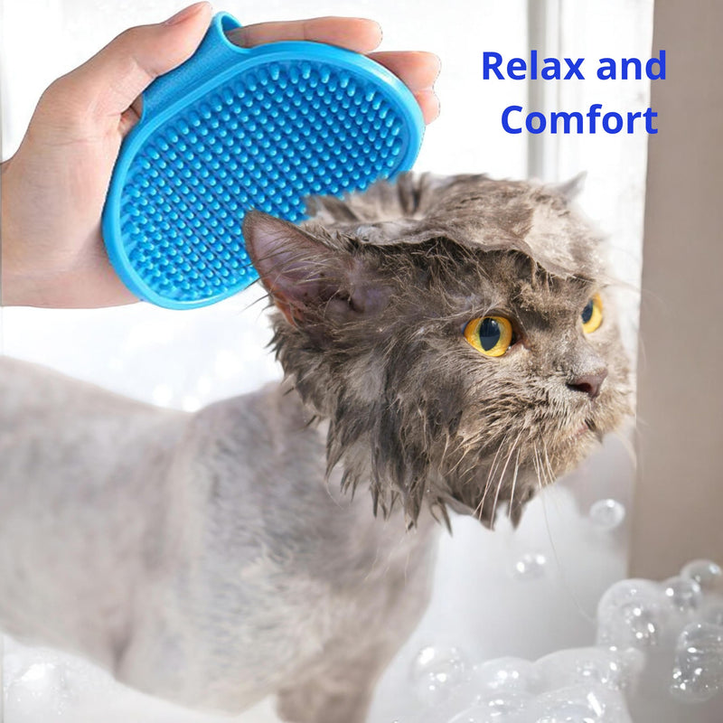 Cat Shower Cap and Bath Brush set, Cat Ear Cover and Grooming Bathing Brush for Cats Puppy Small Dogs, Cat Ear Protection Stuff, Small Dog Cat Bathing Supplies, Pet Accessories (Blue) Blue - PawsPlanet Australia