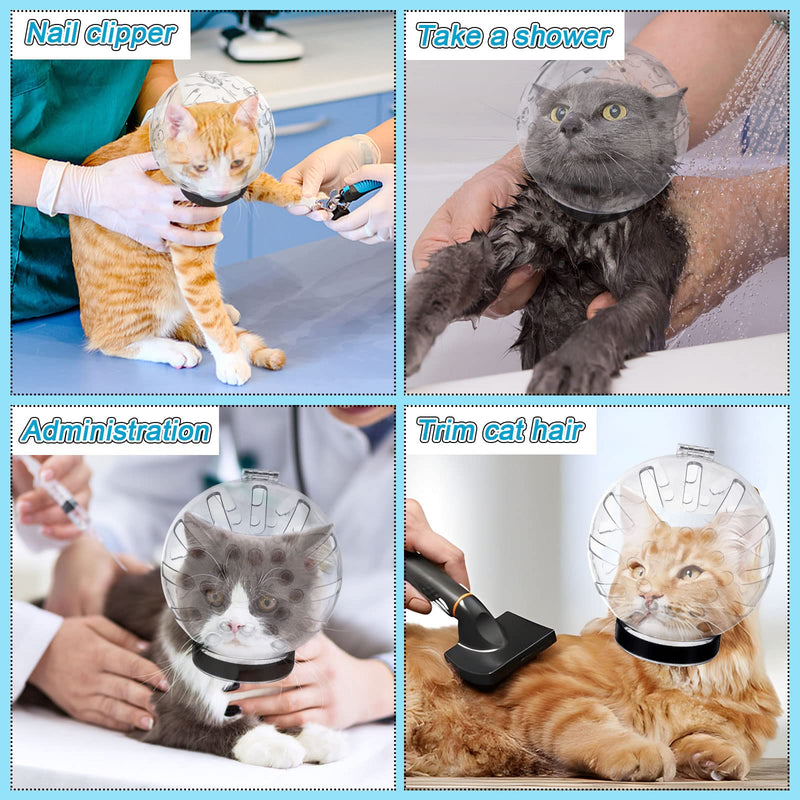 Cat Helmet for Grooming - Adjustable Hood Bubble Helmet with Boots Paw Covers and Bath Bag for Cat Dog Pet Bathing Shaving Material Type A