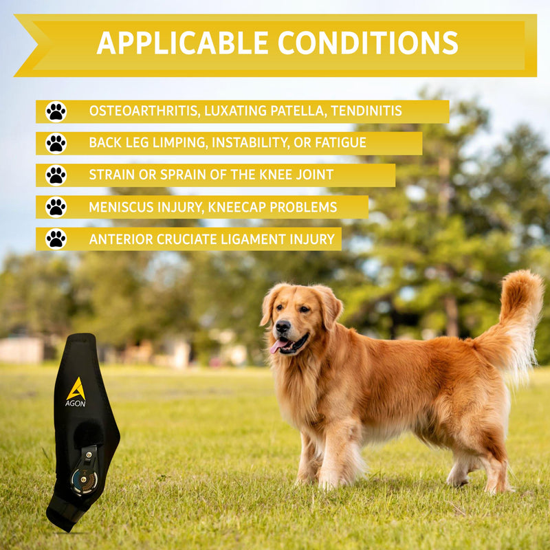 AGON Dog Knee Brace – Professional Knee Support Brace for Dogs with Adjustable Hinge Stabilizer – Premium Neoprene Hip Brace for Knee Support, Dog Recovery, and Joint Support (Left Leg, Small) Left