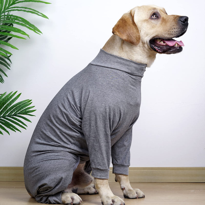 Dog Recovery Suit Abdominal Wound After Surgery Wear Prevent Licking Wounds E-Collar & Cone Alternatives Postoperative Shirt Dog Pajamas Long Sleeve Prevent Shedding (Large, Grey) Large (Pack of 1)