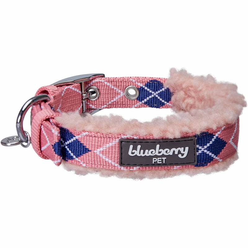 Blueberry Pet Soft & Comfy Scottish Argyle Fleece Padded Adjustable Dog Collar with Metal Buckle - Pink, Neck 13-16.5", for Medium Breed (13"-16 1/2") Neck * 3/4" Wide (Pack of 1) Argyle - Pink - PawsPlanet Australia