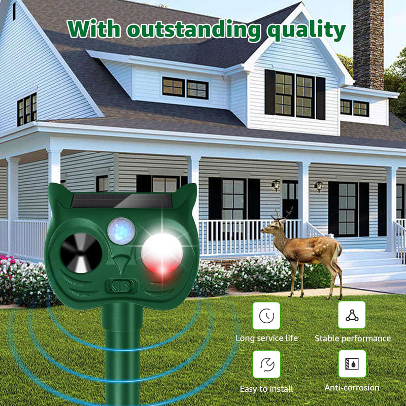 Solar Ultrasonic Animal Repellent Outdoor Motion Sensor Deer Repellent Devices Squirrel Cat Raccoon Rabbit Deterrent with Strobe Light Dual Mode, Keep Skunk Away Protection for Yard Garden Lawn 1PC Red and white lights flashing 1PC - PawsPlanet Australia