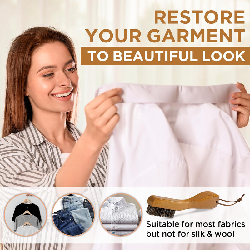TAKAVU Stain Brush, Horsehair Bristle Laundry Brush for Stain Removal, Cleaning Brush with Ergonomic Handle, Suitable for Delicate Fabrics Without Damage, Perfect for Laundry, Shoes, Boots, Home Horse Hair Bristle - PawsPlanet Australia