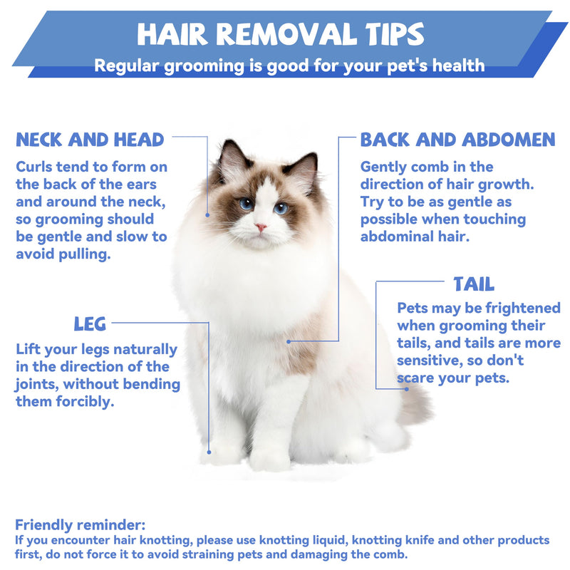 Professional 4.7 In Dual Tooth Pet Grooming Comb for Long-Haired Cats and Dogs, Metal Dematting Tool for Tangles, Knots, Undercoat and Excess Hair, Rounded Corners for Safe Deshedding and Detangling Small - PawsPlanet Australia