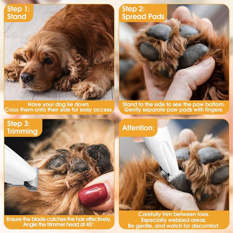 1PC Dog Paw Trimmer with LED Light,35dB Low Noise Precision Pet Paw Trimmer for Dogs Cats Grooming Clippers,Safety Electric Paw Hair Trimmer for Paws,Ears,Rump,Face,Eyes 1set - PawsPlanet Australia