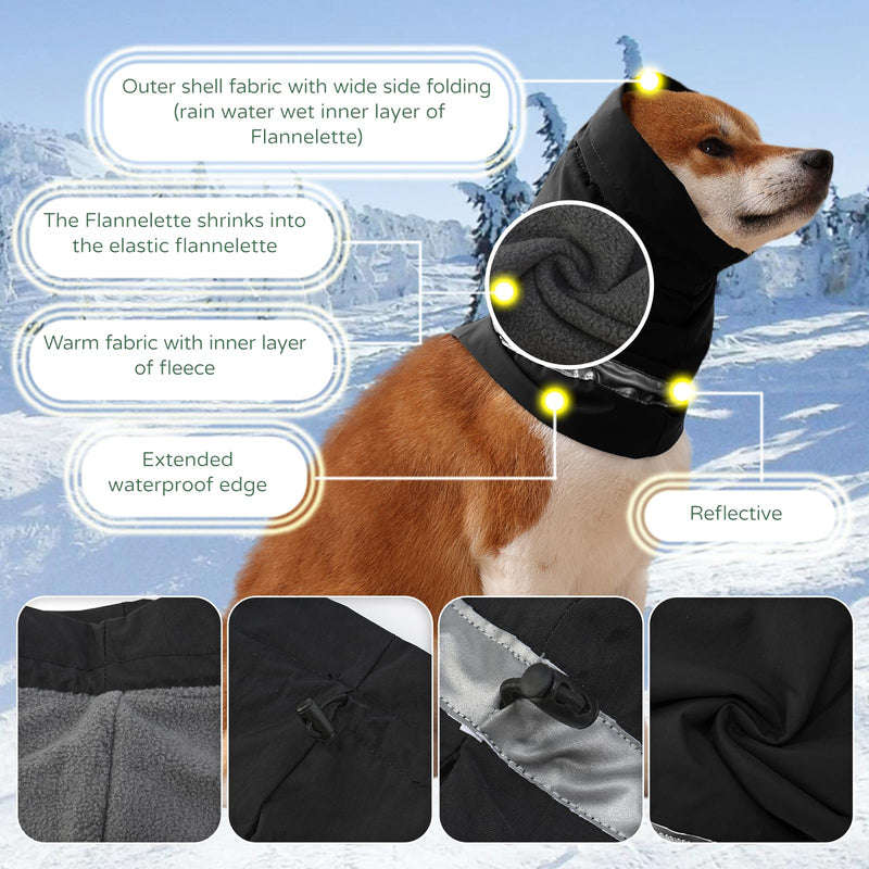 Dog Hematoma Ear Wrap, Dog Anxiety Relief Hat, Dog Windproof Waterproof Reducing Noise Hat, Warm Dog Ear Cover Winter Hat, Dog Ear Covers for Bath, Thunderstorms S-Head Circle(11.81"~17.32") Black - PawsPlanet Australia