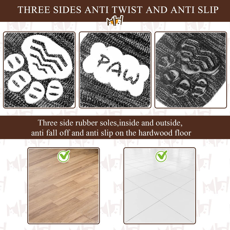 BEAUTYZOO Anti Slip Dog Socks for Small Medium Large Dogs with Grips Straps on Hardwood Floor Protection Wear, Traction Control 3 Pairs Double Side Paw Protector to Prevent Licking for Girl or Boy Grey - PawsPlanet Australia