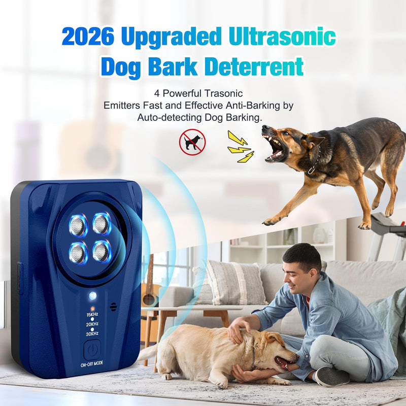 Dog Bark Deterrent Devices, Automatic Anti Barking Device with 4 Ultrasonic Transmitters Long Range 50FT, 3 Mode Rechargble Barking Control Devices, Effective Stop Bark Box Outdoor & Indoor