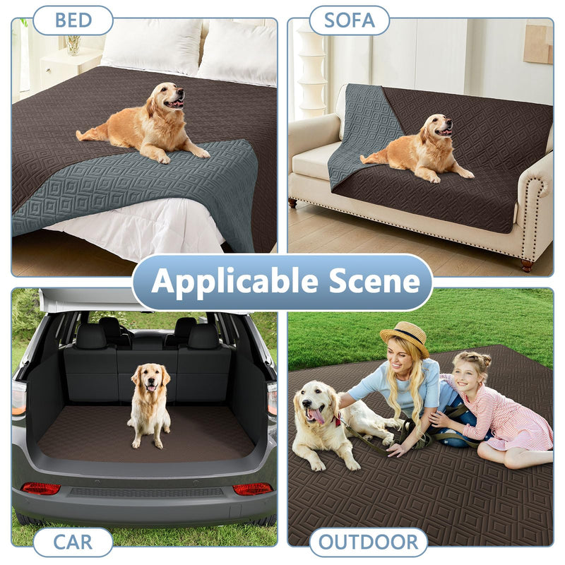 hyha Waterproof Dog Bed Blanket, Soft Pet Blankets 30x70 Inch and 82x102 Inch in Chocolate/Dark Grey, 2 Item Bundle - PawsPlanet Australia