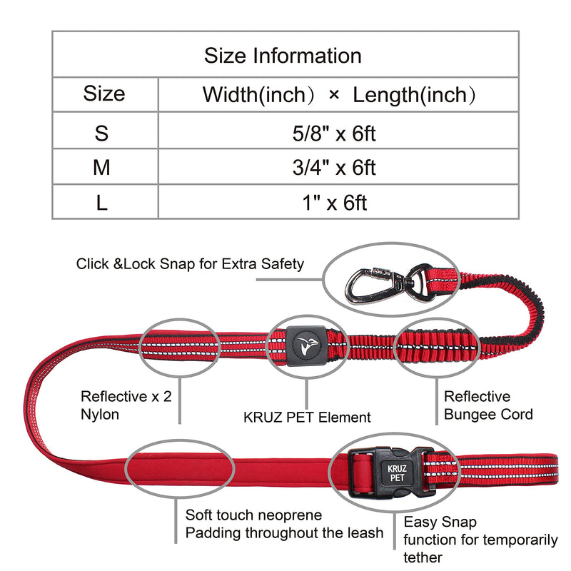 KRUZ PET KZV2072 6 FT Bungee Leash – Wearable Jogging Leash – Over the Shoulder and Waist Hands-Free Leash – Strong Reflective Heavy Duty Safety Leash with Locking Carabiner Clip – Easy Snap Function Gray Large: 1” X 6FT - PawsPlanet Australia