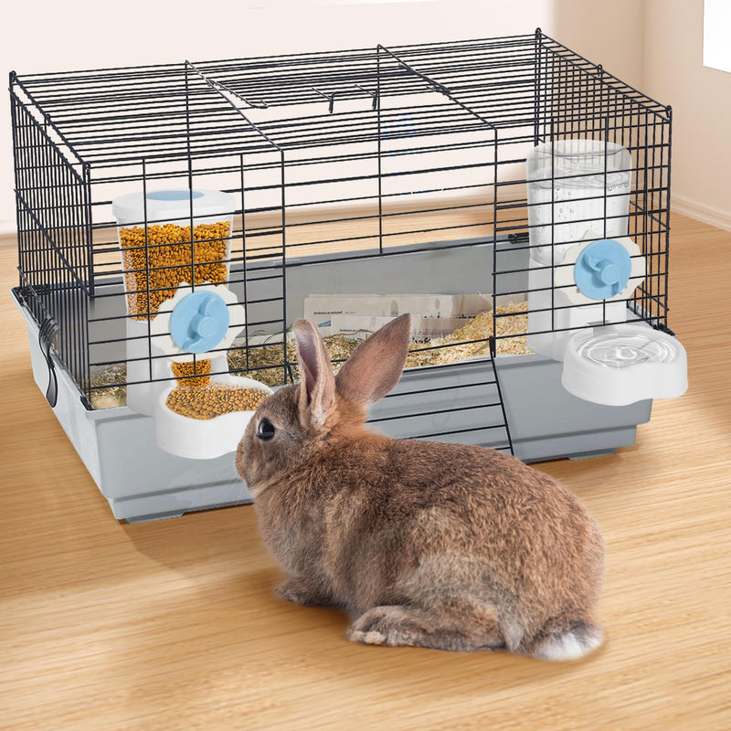 2 Pack Hanging Automatic Pet Food Water Dispenser, Auto Rabbit Feeder and Water Bottle Set for Cage, Food and Water Bowls for Cat Bunny Chinchilla Hedgehog Guinea Pig Ferret cage Accessories - PawsPlanet Australia