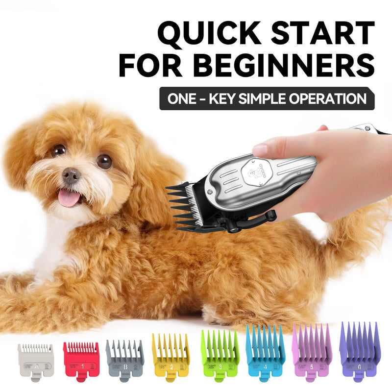 Professional Dog Grooming Clippers Cordless Dog Trimmer for Grooming Heavy Thick Hair&Coats, Quiet Dog Shavers for Small and Large Dogs Pet Grooming Kit for Dogs,Sliver Sliver