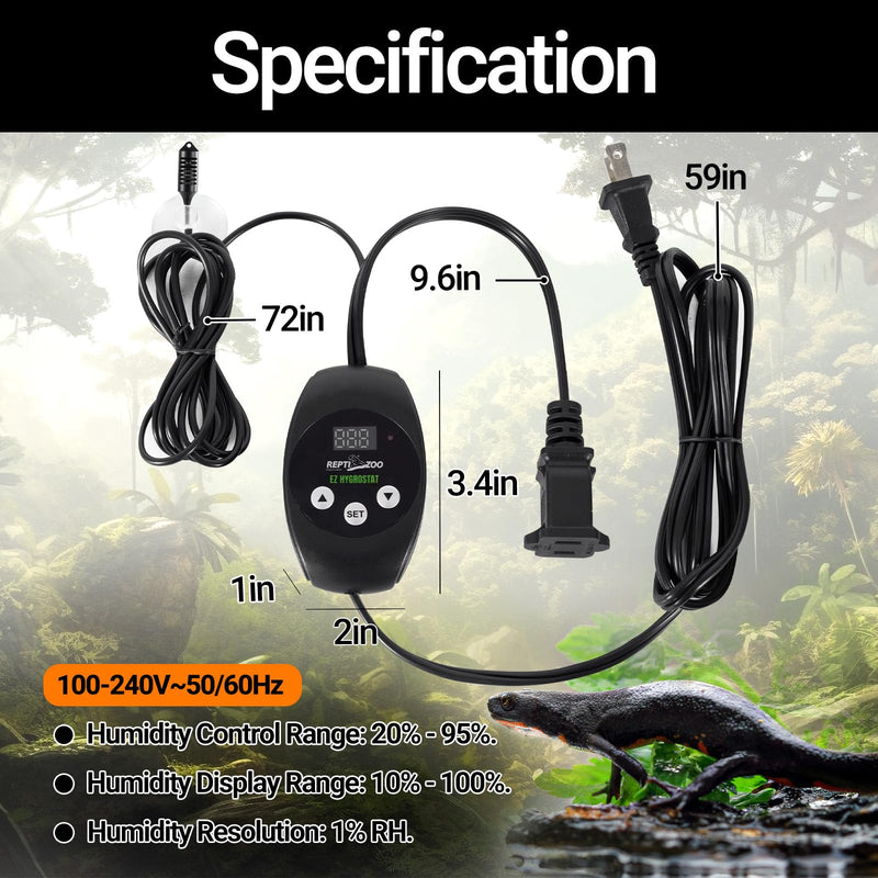 REPTI ZOO Reptile Digital Hygrometer Controller LED Humidistat Reptile Humidity Control for Reptile Terrariums Tank Reptile Humidifier Fogger Mushroom Greenhouse - PawsPlanet Australia