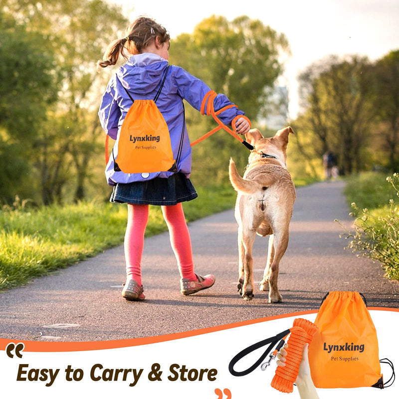 lynxking Check Cord Dog Leash Long Lead Training Tracking Line Comfortable Handle Heavy Duty Puppy Rope 10ft 15ft 30ft 50ft for Small Medium Large Dog Orange 3/8 inch * 50foot - PawsPlanet Australia