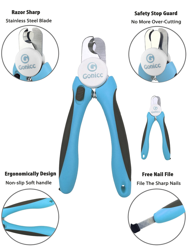 gonicc Dog & Cat Pets Nail Clippers and Trimmers - with Safety Guard to Avoid Overcutting, Free Nail File, Razor Sharp Blade - Professional Grooming Tool for Pets For Large and Medium Dogs